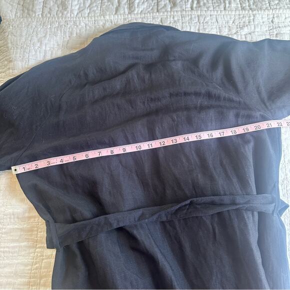 Mille Black Viscose Linen Blend Belted Duster Trench Coat Medium - Picture 4 of 9